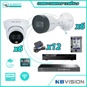 Combo Trọn Bộ 12 Camera KBvision IP 2.0MP