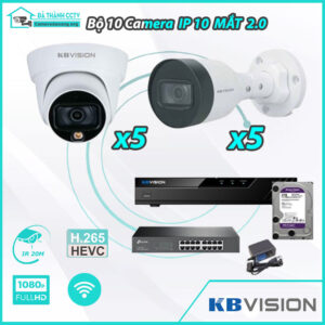 Combo Trọn Bộ 10 Camera KBvision IP 2.0MP