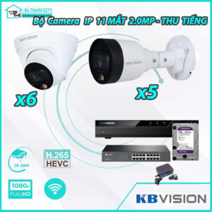 Combo Trọn Bộ 11 Camera KBvision IP 2.0MP - Thu Tiếng