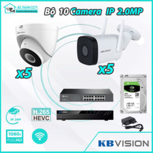 Combo Trọn Bộ 10 Camera KBvision IP 2.0MP – Thu Tiếng