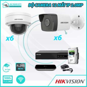 Combo Trọn Bộ 12 Camera Hikvision IP 2.0MP  - Thu Tiếng