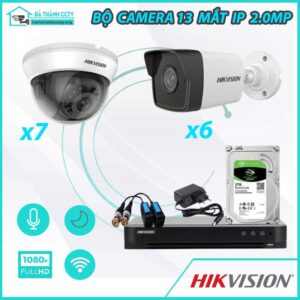 Combo Trọn Bộ 13 Camera Hikvision 2.0MP - Thu Tiếng - Có Màu