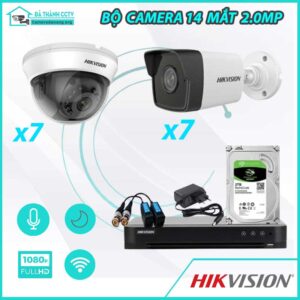 Combo Trọn Bộ 14 Camera Hikvision 2.0MP - Thu Tiếng - Có Màu