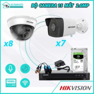 Combo Trọn Bộ 15 Camera Hikvision 2.0MP - Thu Tiếng - Có Màu