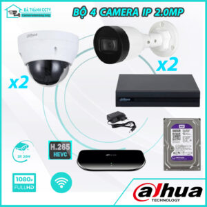 Combo Trọn Bộ 4 Camera Dahua IP 2.0MP - Thu Tiếng- Có Màu