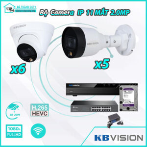 Combo Trọn Bộ 11 Camera KBvision IP 2.0MP - Thu Tiếng - Có Màu