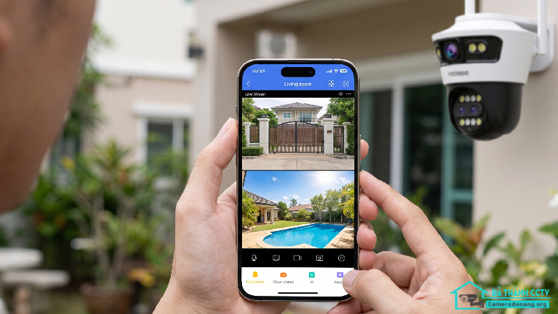 Khả Năng Quan Sát Đồng Thời Hai Khu Vực Của Camera Yoosee 2 Mắt Ngoài Trời-1